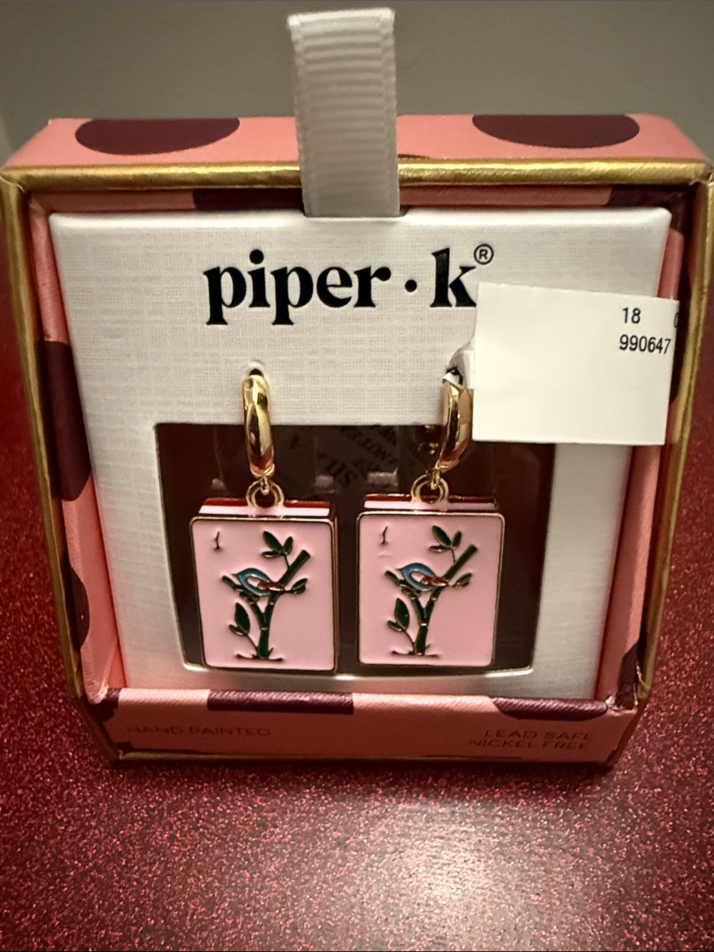Piper Pink Mahjong Tile Earrings